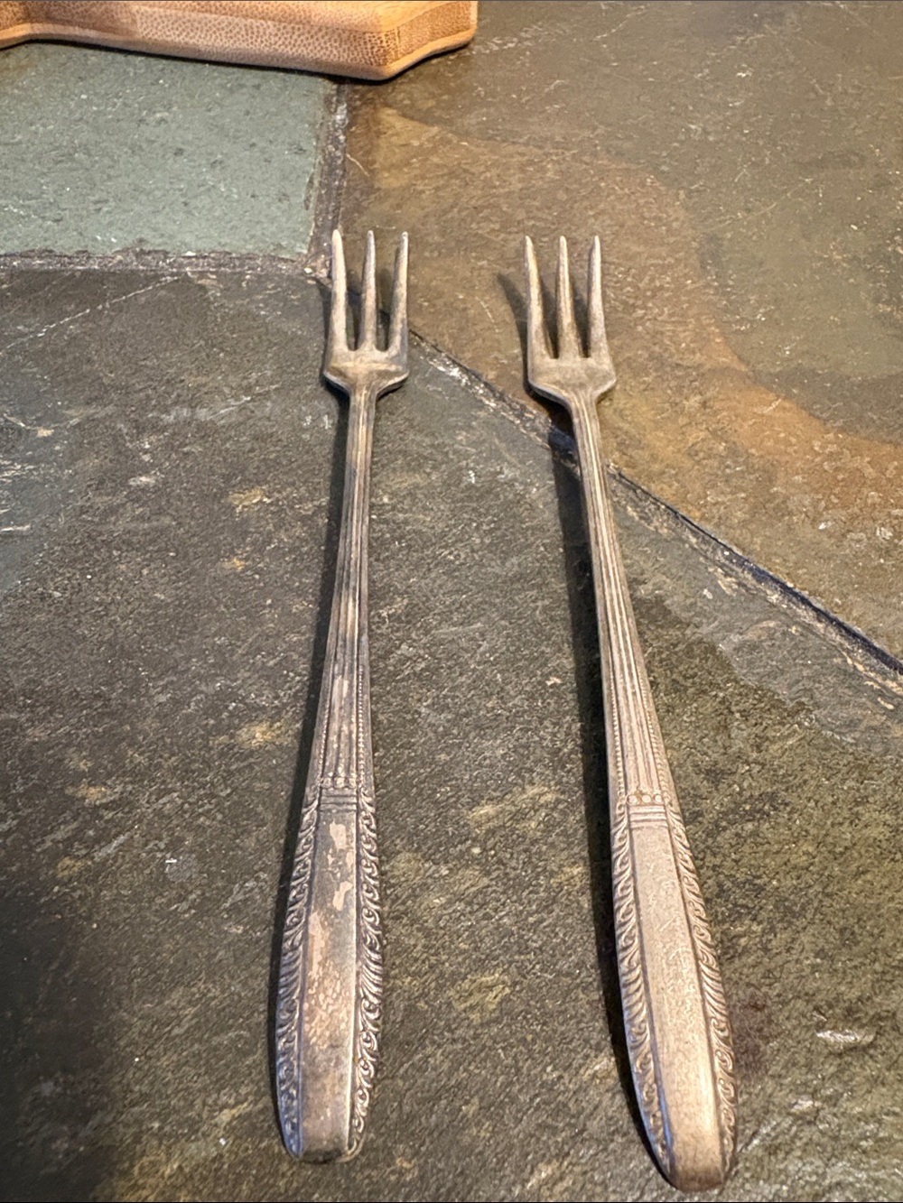 Vintage Silver-Tone Serving Forks - Set of 2